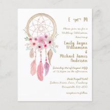 Boho Lavender Rosa Dream Catcher Feathers Bröllop