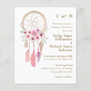 Boho Lavender Rosa Dream Catcher Feathers Bröllop