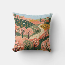 Boho lax & skoggrön fruktträdgårdskastkudde kudde