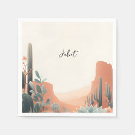 Boho Leaf Ökenkaktusar Sukkulent Bröllopsdusch Pappersservett