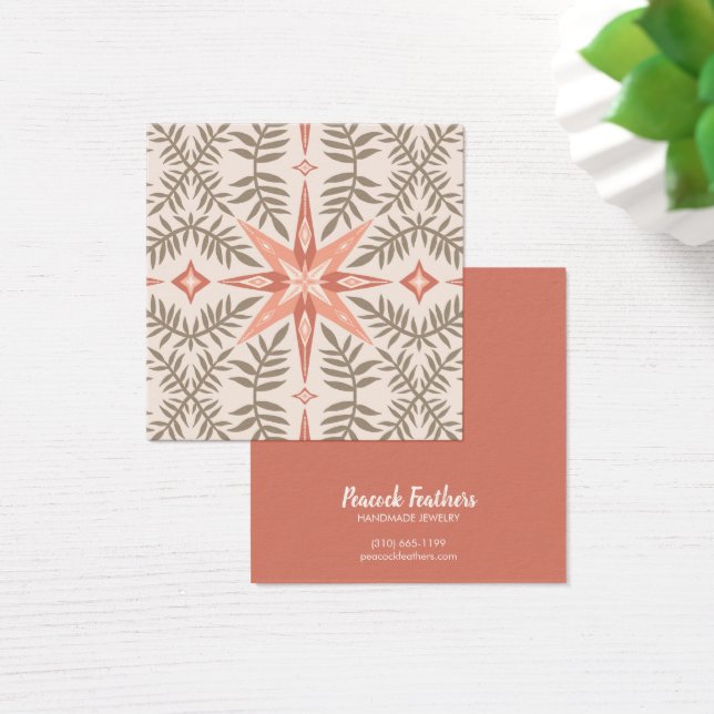Boho Leafy Star Earring Necklace Jewelry Visning Fyrkantigt Visitkort (Skivbord)