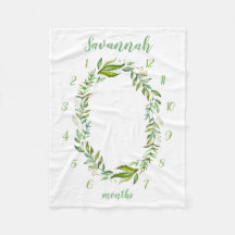 Boho Leaves Baby Namn Månatlig Milstolpe Foto