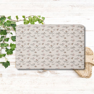Boho Leaves Botanisk Beige Krämfärgad Svart Badrumsmatta