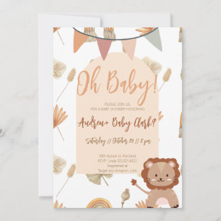 Boho Lejon Baby Shower-inbjudan Inbjudningar