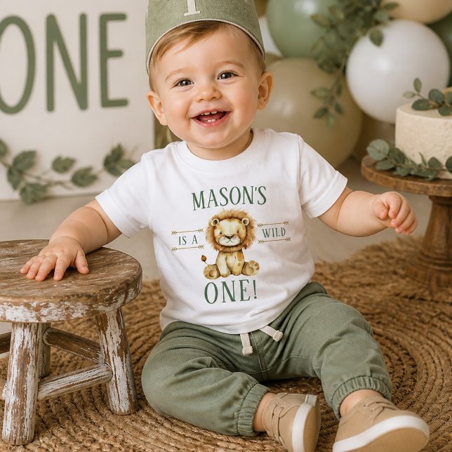 Boho Lejon Första Födelsedag Vild En T Shirt (Boho Lion First Birthday Wild One Baby T-Shirt)