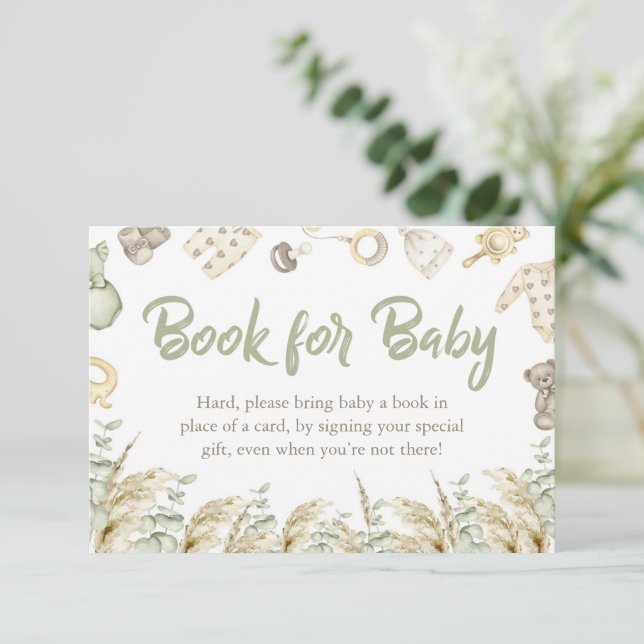 Boho Leksak Bear Baby Shower Bokar for Baby Card Inbjudningar (Stående Fram)