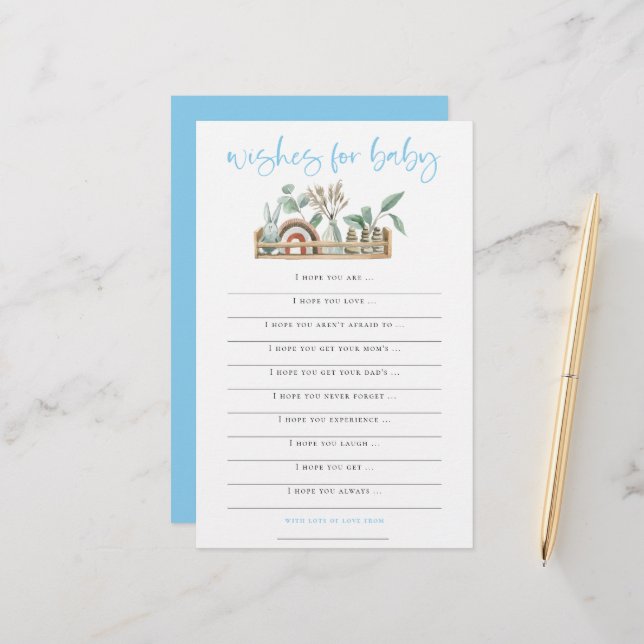 Boho Leksak Boy Önskemål for Baby Shower Game (Fram/Back In Situ)