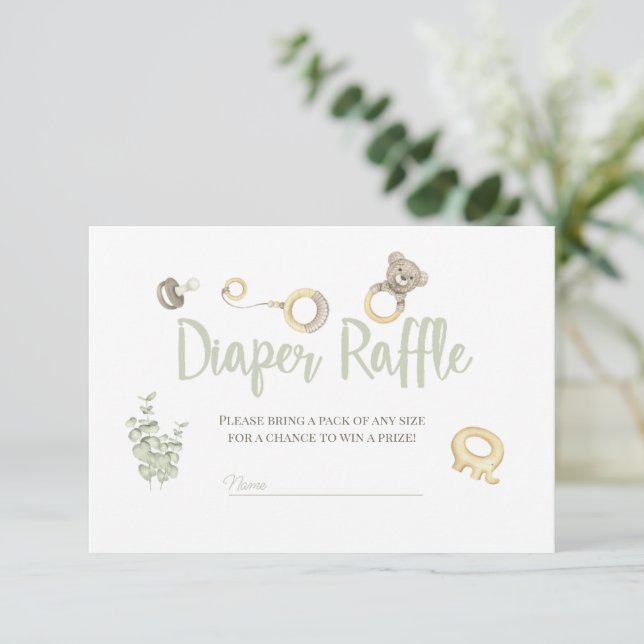 Boho Leksaker Baby Shower Boy Diaper Raffle Card Inbjudningar (Stående Fram)