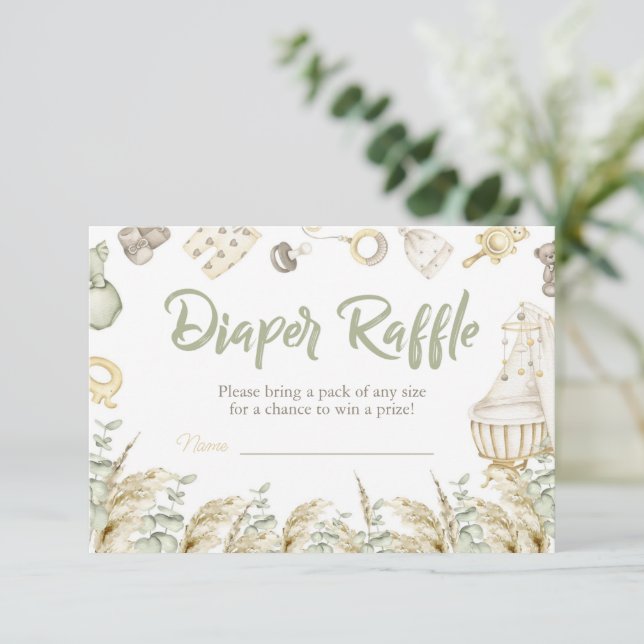 Boho Leksaker Baby Shower Diaper Raffle Card Inbjudningar (Stående Fram)