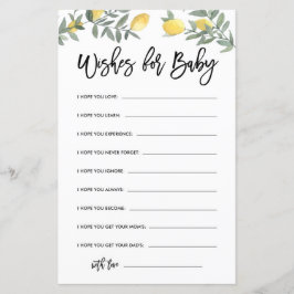 Boho Lemon Baby Shower well Önskemål för Baby Card