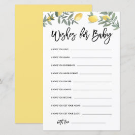 Boho Lemon Baby Shower well Önskemål för Baby Card