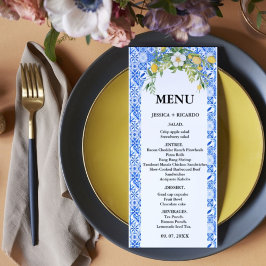 Boho Lemon Blue Mediterranean tile Italiana Bröllo Meny