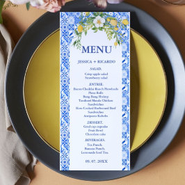 Boho Lemon Blue Mediterranean tile Italiana Bröllo Meny