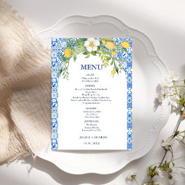 Boho Lemon Blue Mediterranean tile Italiana Bröllo Meny