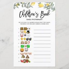 Boho Lemon Emoji Pictionary Bokar Baby Shower Game
