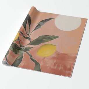 Boho Lemon Gren med Sol minimalistisk Abstrakt (2) Presentpapper