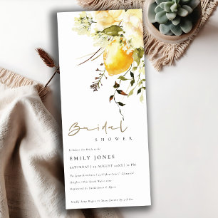 Boho Lemon Gult Watercolor Blommigt Möhippa Inbjudningar