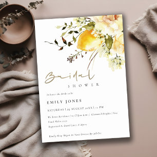 Boho Lemon Gult Watercolor Blommigt Möhippa Inbjudningar
