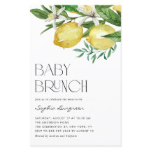 Boho Lemon och Blooms Baby Brunch-inbjudan