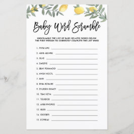 Boho Lemon Ord Scramble Baby Shower Game