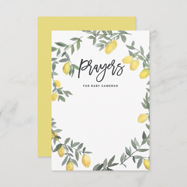Boho Lemon Wand Baby Shower Prayers Card Tilläggskort (Fram/baksida)