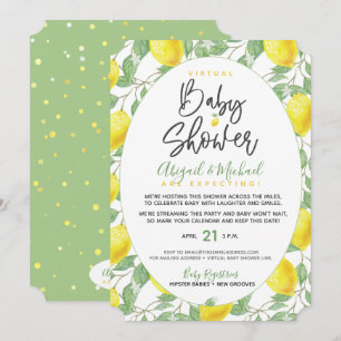 Boho Lemons Gender-Neutralt Virtuell babystötare Inbjudningar