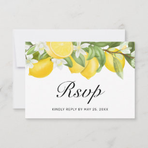 Boho Lemons White Blommigt Greenery Bröllop OSA Kort