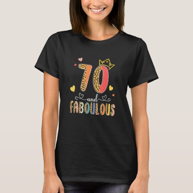 Boho Leopard 70 och Fabulous 70:e Åldern T Shirt (Framsida)