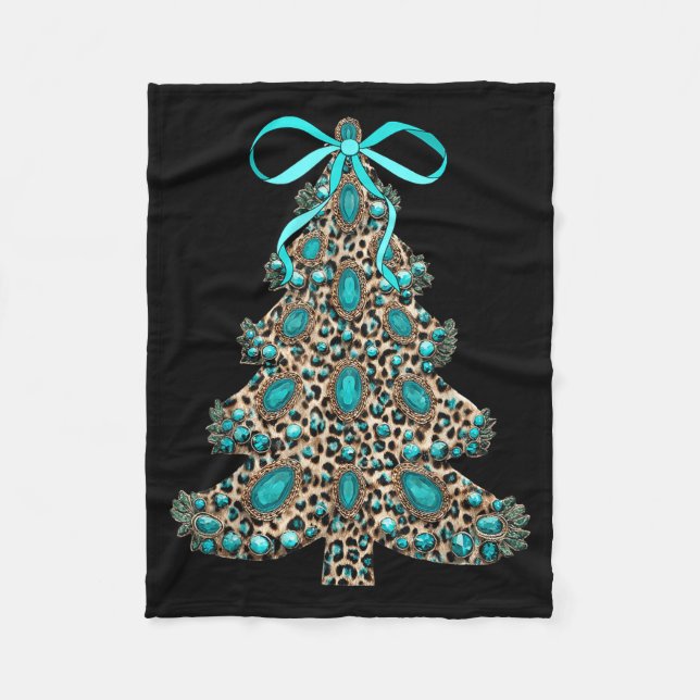 Boho Leopard Christmas Tree Cheetah Print Coquette Fleecefilt (Framsidan)