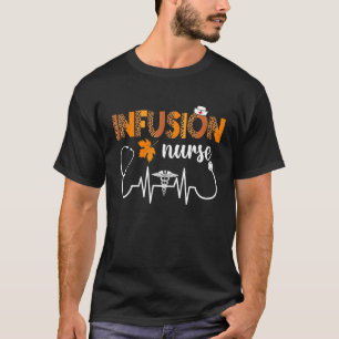 Boho Leopard Heartslag Infusion Nurse Fall Thanksg T Shirt