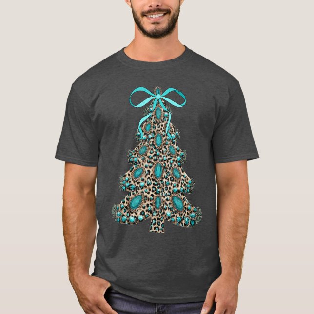 Boho Leopard Julgran Cheetahtryck Coquette B T Shirt (Framsida)