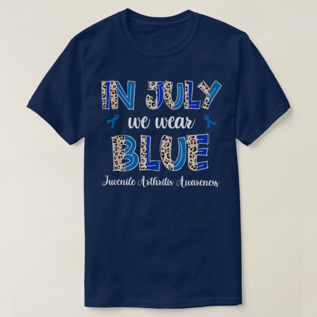 Boho Leopard juli Vi Bära Blue Juvenile Arthritis T Shirt (Design framsida)