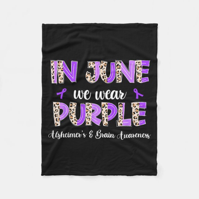 Boho Leopard Juni Slitage Lila Alzheimers Hjärna Fleecefilt (Framsidan)