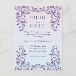 Boho Lesbisk bröllop Lilac-inbjudan Vykort