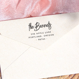 Boho Lettering Family Namn & Returadress Självfärgande Stämpel