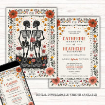 Boho Letterpress Stil Skeleton Tarot Bröllop