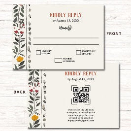 Boho Letterpress Stil Skelett Tarot Bröllop RSVP Tilläggskort