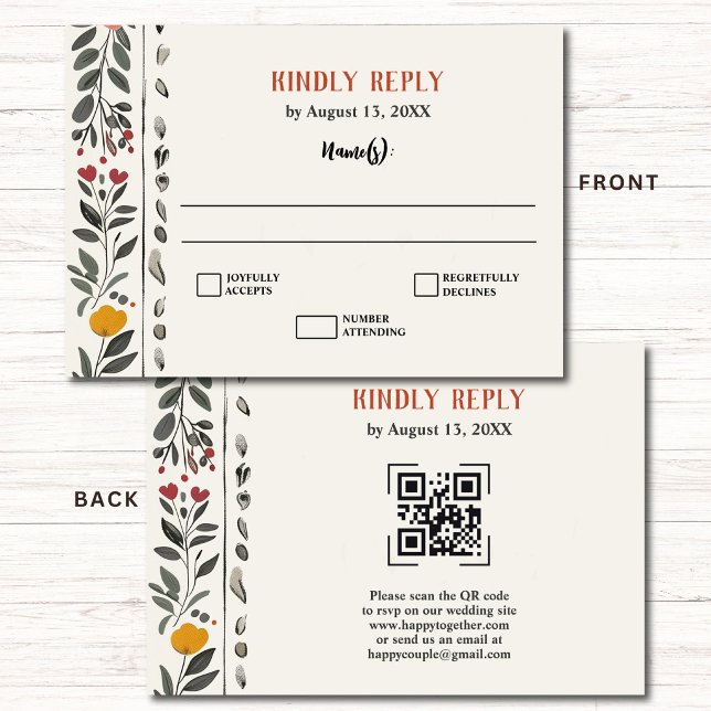 Boho Letterpress Stil Skelett Tarot Bröllop RSVP Tilläggskort (Skapare uppladdad)
