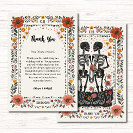 Boho Letterpress stil Skelett Tarot Bröllop Tack Kort