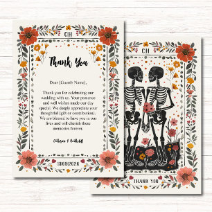 Boho Letterpress stil Skelett Tarot Bröllop Tack Kort
