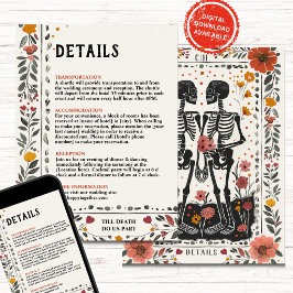 Boho Letterpress Style Skeleton Tarot Details Inbjudningar