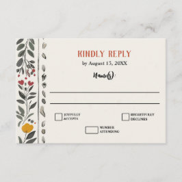 Boho Letterpress Style Skeleton Tarot Wedding RSVP Tilläggskort