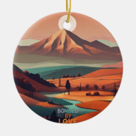 Boho liggande julgransprydnad keramik