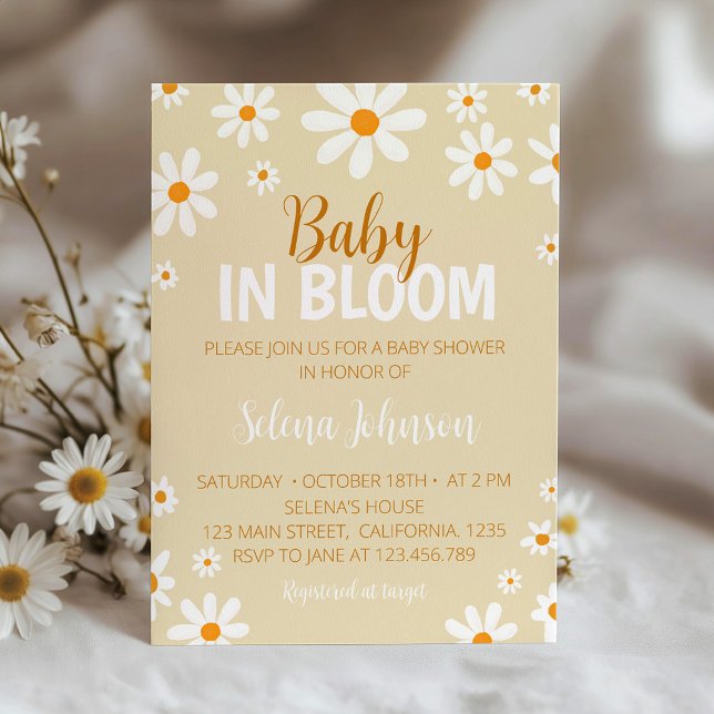 Boho Light Daisy Baby Shower-inbjudan Inbjudningar (Skapare uppladdad)