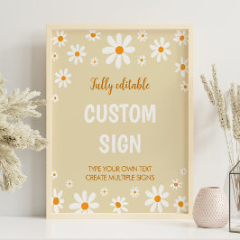 Boho Light Daisy First Birthday Anpassningsbar Sig Poster