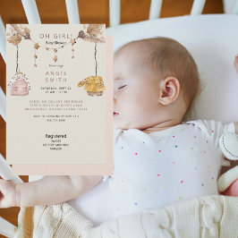 Boho Light Ro Oh Girl Clothes Baby Shower Inbjudningar