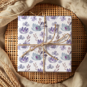Boho lila akvarell blommönster presentpapper
