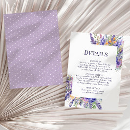 Boho Lila Akvarell Vilda Blommor Bröllopsdetaljer Inbjudningar