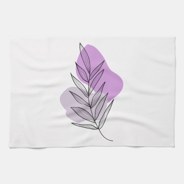 Boho lila blomma kökshandduk (Horisontell)
