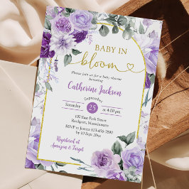 Boho Lila Blommigt Baby i Bloom Baby Shower Inbjudningar